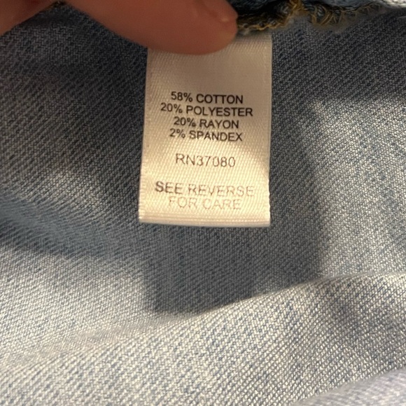 Women’s Patched Denim Button Down Shirt - Picture 9 of 10